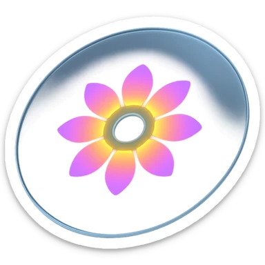 A minimalist CD disc with glowing floral pattern, vibrant colors sticker