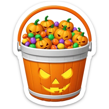 pumpkin bucket filled with Halloween candy sticker