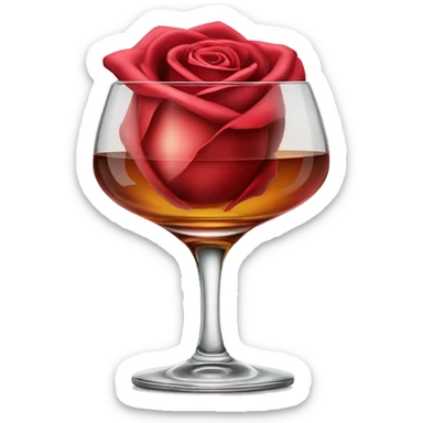 Rote Rose mit Wisky Glas daneben  sticker