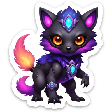 Epic Edgy Cute Colorful Vibrant Dark Nebula Modern Vernid-Protogen-creature-animal, full body sticker