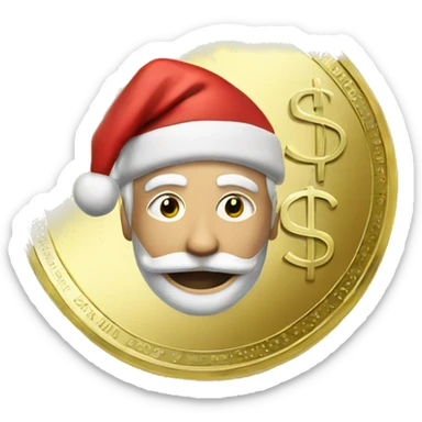 A coin of money with the topic of Santa and Christmas  sticker