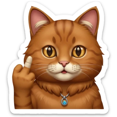 Brown cat with middle finger sticker
