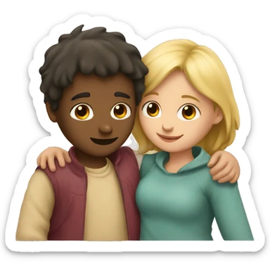 A boy and a girl cuddling sticker