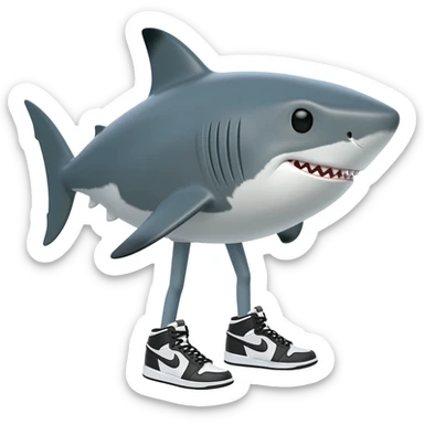 Tiburón con tres patas y tenis nike sticker