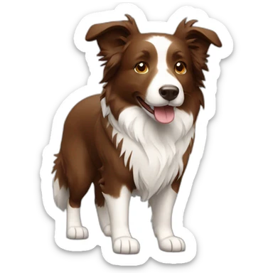 Walking a brown border collie sticker