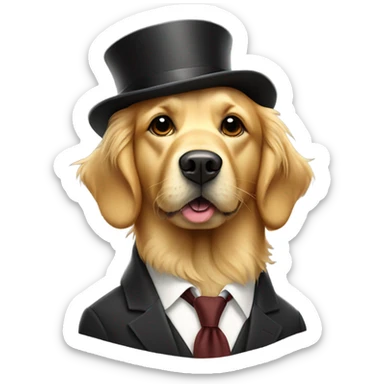 Golden retriever with a cigar dress fancy sticker