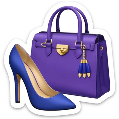 royal purple heels, cosmetics 💄 and deep blue bag emojis sticker