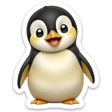 Cinematic Cute Yawning Emperor Penguin Portrait Emoji, Head tilted slightly with a dramatic, wide-open yawn, showcasing smooth, downy feathers with a striking contrast and sleepy, half-closed eyes, Simplified yet irresistibly adorable features, highly detailed, glowing with a soft, cozy polar glow, high shine, relaxed yet expressive, stylized with a touch of whimsical charm, soft glowing outline, capturing the essence of a drowsy yet affectionate arctic guardian that seems ready to stretch out and nap! sticker