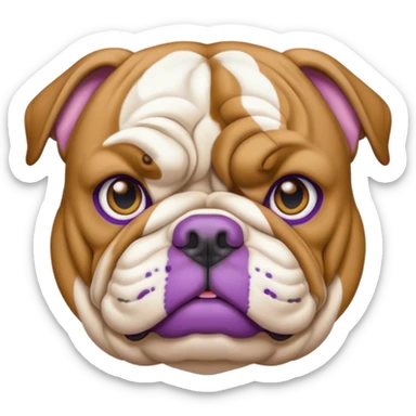 Purple face English bulldog with gold trim sticker