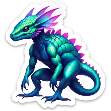 Tropical futuristic lush neon Fionbri-Vernid-creature (full body) sticker