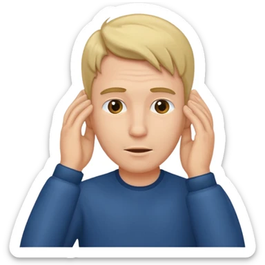 man tucking his hair behind his ear sticker