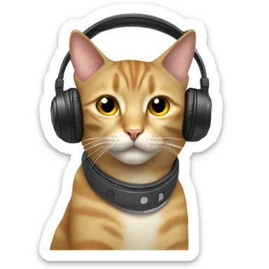Cat with headphones sticker