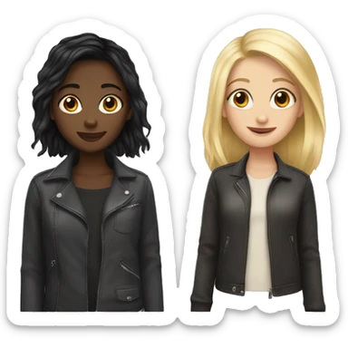black hair girl and blonde hair girl sticker