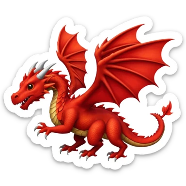 A red Welsh dragon flying  sticker