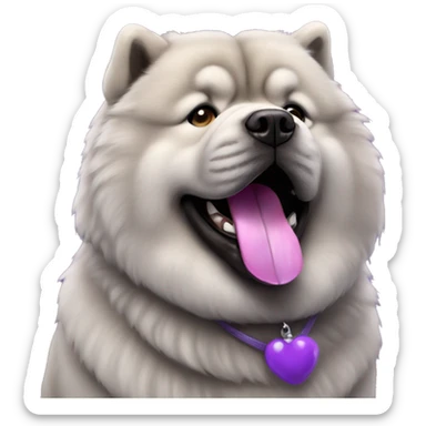 Full body gray Chow chow with purple tongue, photorealistic 4k sticker