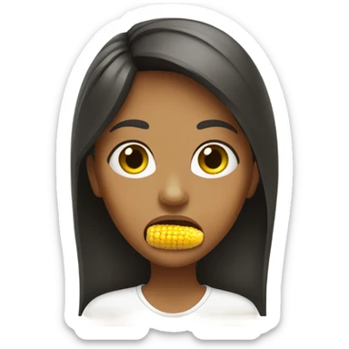 A girl with a corn in mouth sticker