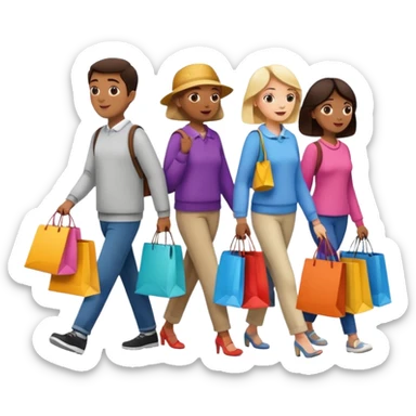 shopping bags from group outing with others sticker