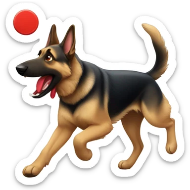 German Shepherd, catching red frisbee sticker