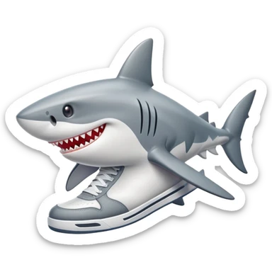 shark wearing sneakers on its fins sticker