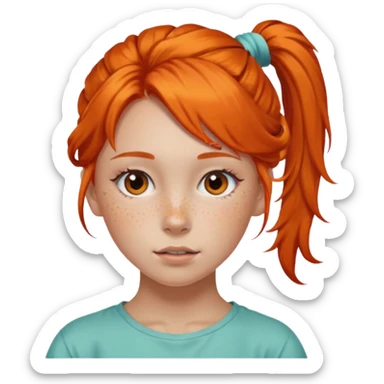 Teen girl with scrunchie ponytail orange hair sticker