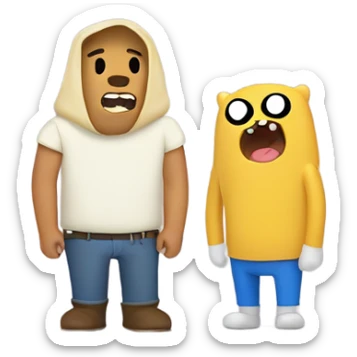 ai generated image of finn the human and jake the dog sticker
