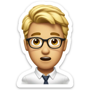 A shocked preppy face sticker