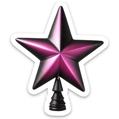Realistic isolated black and pink metallic star christmas tree topper. sticker