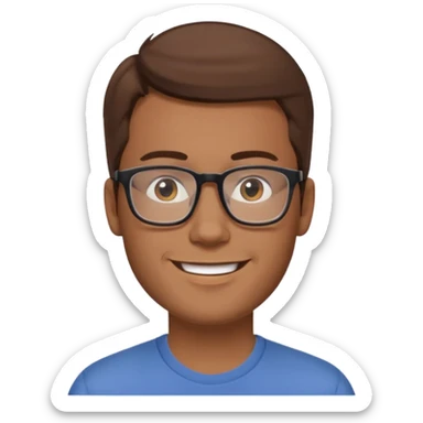 a young dad with brown hair, light skin color, with rectangular glasses, without beard sticker