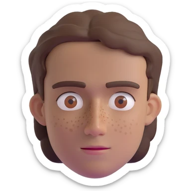 Polish man with medium length brown hair and freckles around his left eye sticker