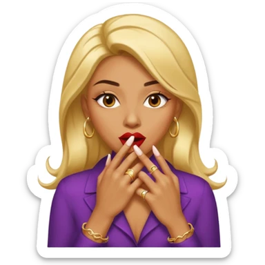 Big lips long nails bestie circle head biting her 1 nail sticker