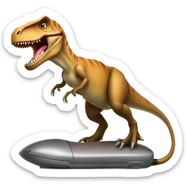T-Rex riding a mouse sticker