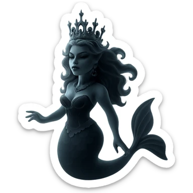 dark and elegant drag queen gothic mermaid with intricate details sticker