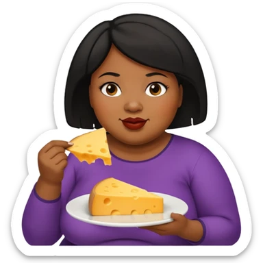 Fat black woman with short hair eating cheese. Shorter hair sticker