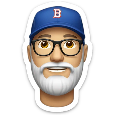 white man with glasses and beard with a baseball hat sticker