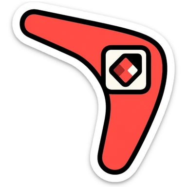 boomerang with Microsoft Power Pages logo, playful and clean, red and white color palette icon sticker