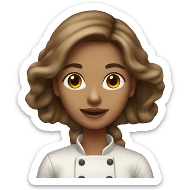 women brown long hair and white skin cooks pancakes sticker