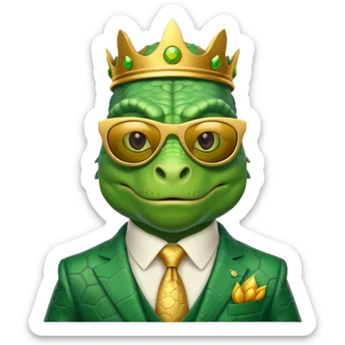 rich capitalist iguana king gold sunglasses sticker