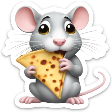 rat eating a quesadilla sticker