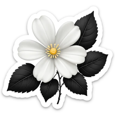 White flower with black leaves sticker
