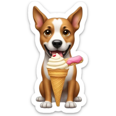 a dog eating ice cream sticker