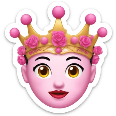 Pink Peking Opera Head Crown sticker