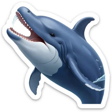 Cinematic Cute Yawning Humpback Whale Portrait Emoji, Head tilted slightly with a dramatic, wide-open yawn, showcasing a massive yet gentle blue-gray body with gently rippling baleen plates and sleepy, half-closed eyes, Simplified yet irresistibly adorable features, highly detailed, glowing with a soft, cozy marine glow, high shine, relaxed yet expressive, stylized with a dash of whimsical deep-sea charm, soft glowing outline, capturing the essence of a drowsy yet affectionate humpback whale that appears ready to drift into a deep-sea slumber! sticker