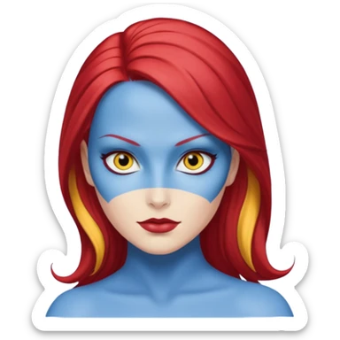  x-men mystique red sleek back hair yellow eye  sticker