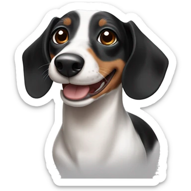 Black tan white piebald dachshund smiling  sticker