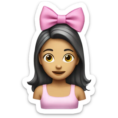 Girl emoji with a 🎀 as a hair clip on front sticker