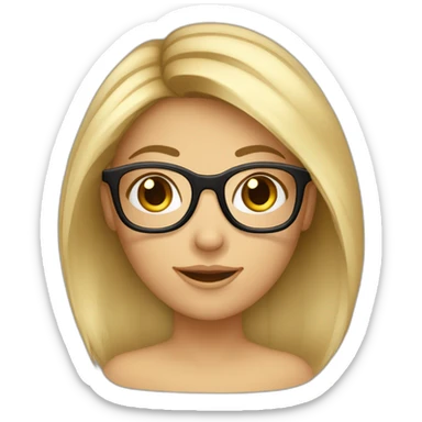 Une fille avec des cheveux bruns avec deux mèches blonde blonde et des lunettes sticker