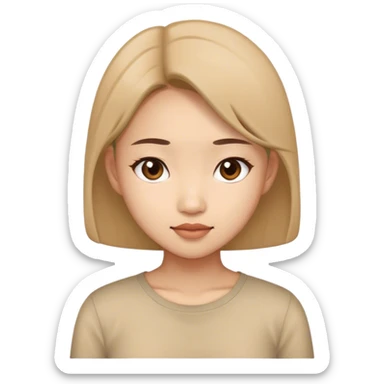 asian girl with light brown top sticker