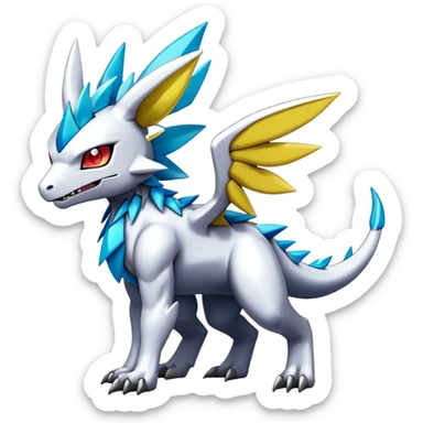 cool edgy cute shiny colorful Archeus-Kyurem-Digimon-Fakemon-animal-hybrid full body sticker
