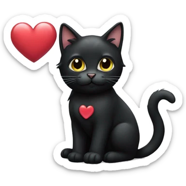 black cat with heart sticker