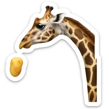  a giraffe eating a potato sticker
